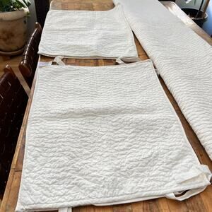 Pottery Barn Queen Quilt & Pillow Shams Set of 3 Hand Stitched Linen Cotton